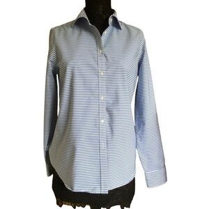 Chaps blue white cotton poplin striped Oxford button down shirt Size Lar…